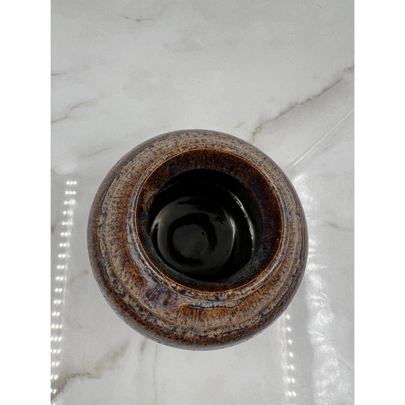 Ronnie Lowery Just Muddin Pottery Stoneware Vase Brown Glaze 2017 Signed Studio - Picture 5 of 12
